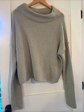 Free People Slouchy Cowl Neck Sweater in Light Gray